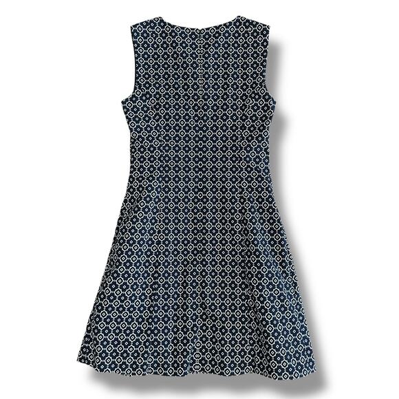 Brooks Brothers Women’s Dress Size 2 Navy White Geometric Sleeveless Fit & Flare - Picture 4 of 11